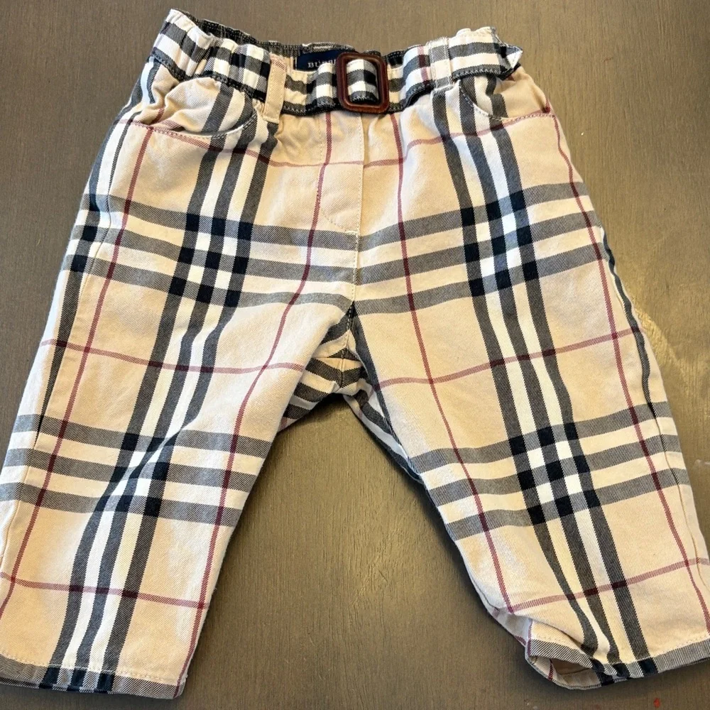 Burberry Kids Plaid Bottoms in Cream and Black